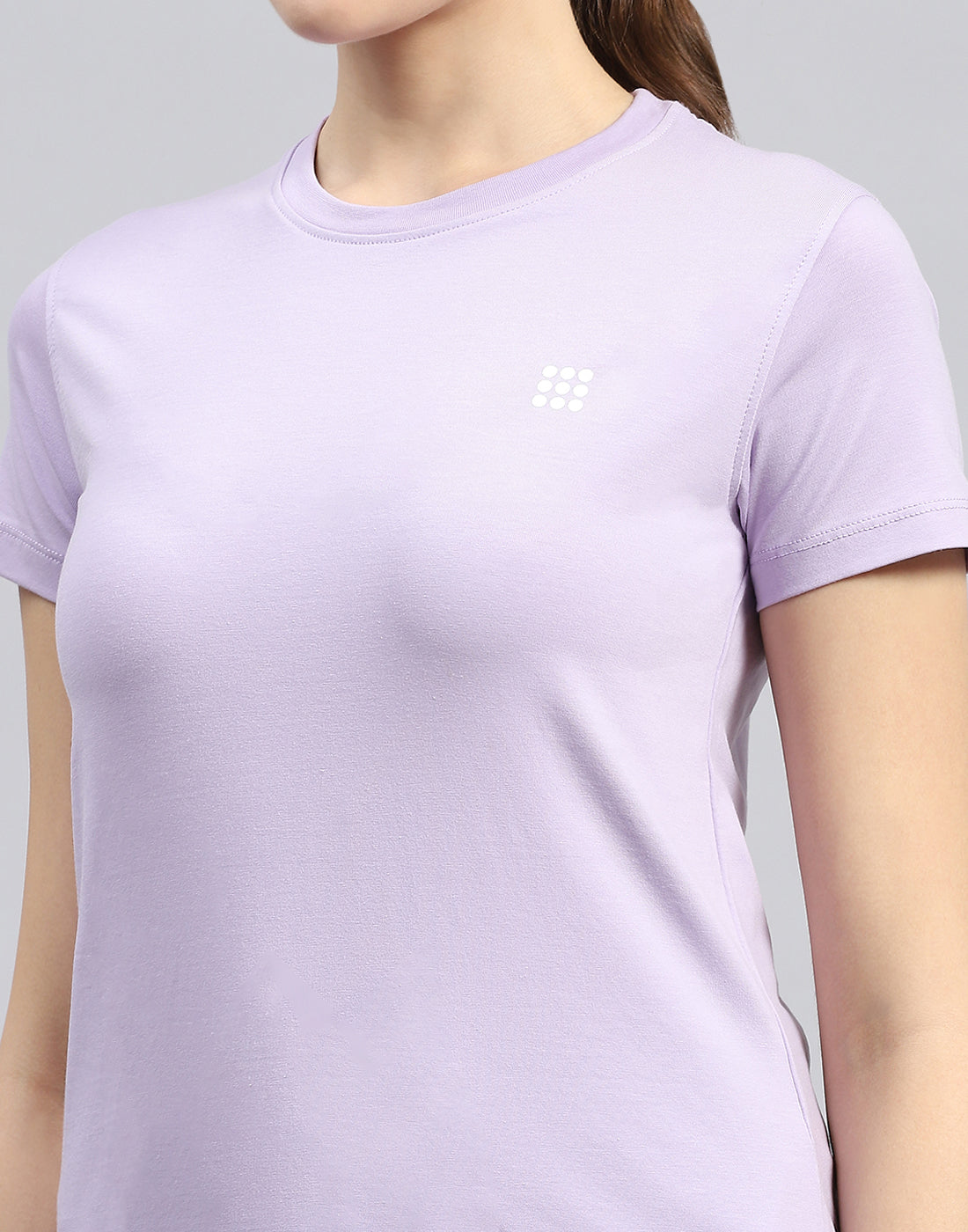 Women Purple Solid Round Neck Half Sleeve Top