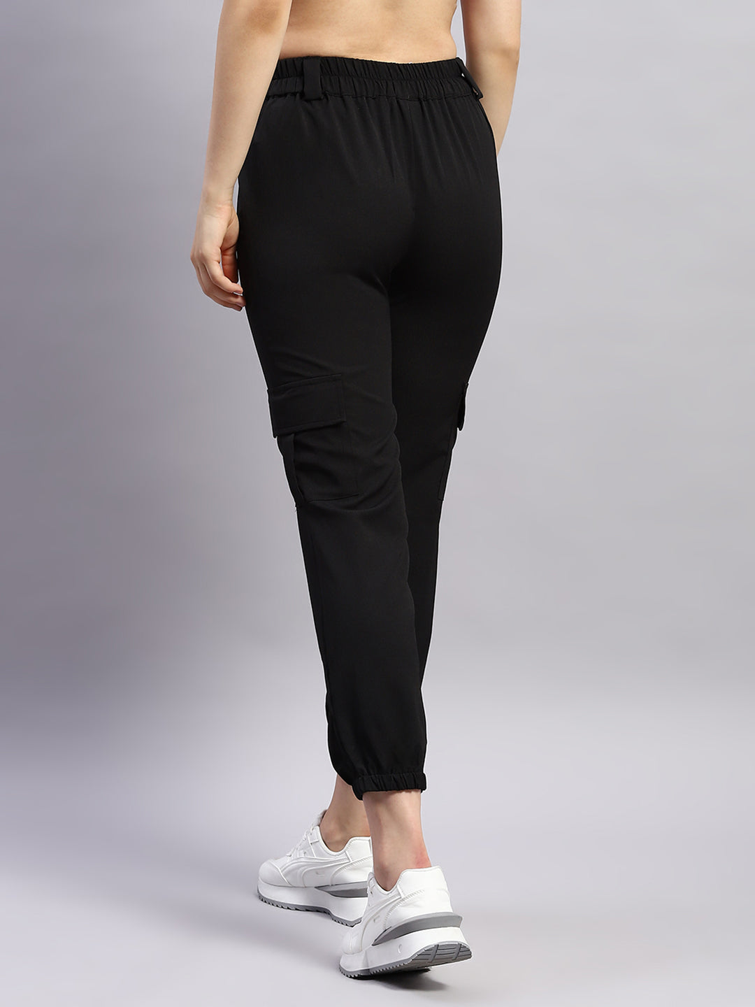 Women Black Solid Regular Fit Lower