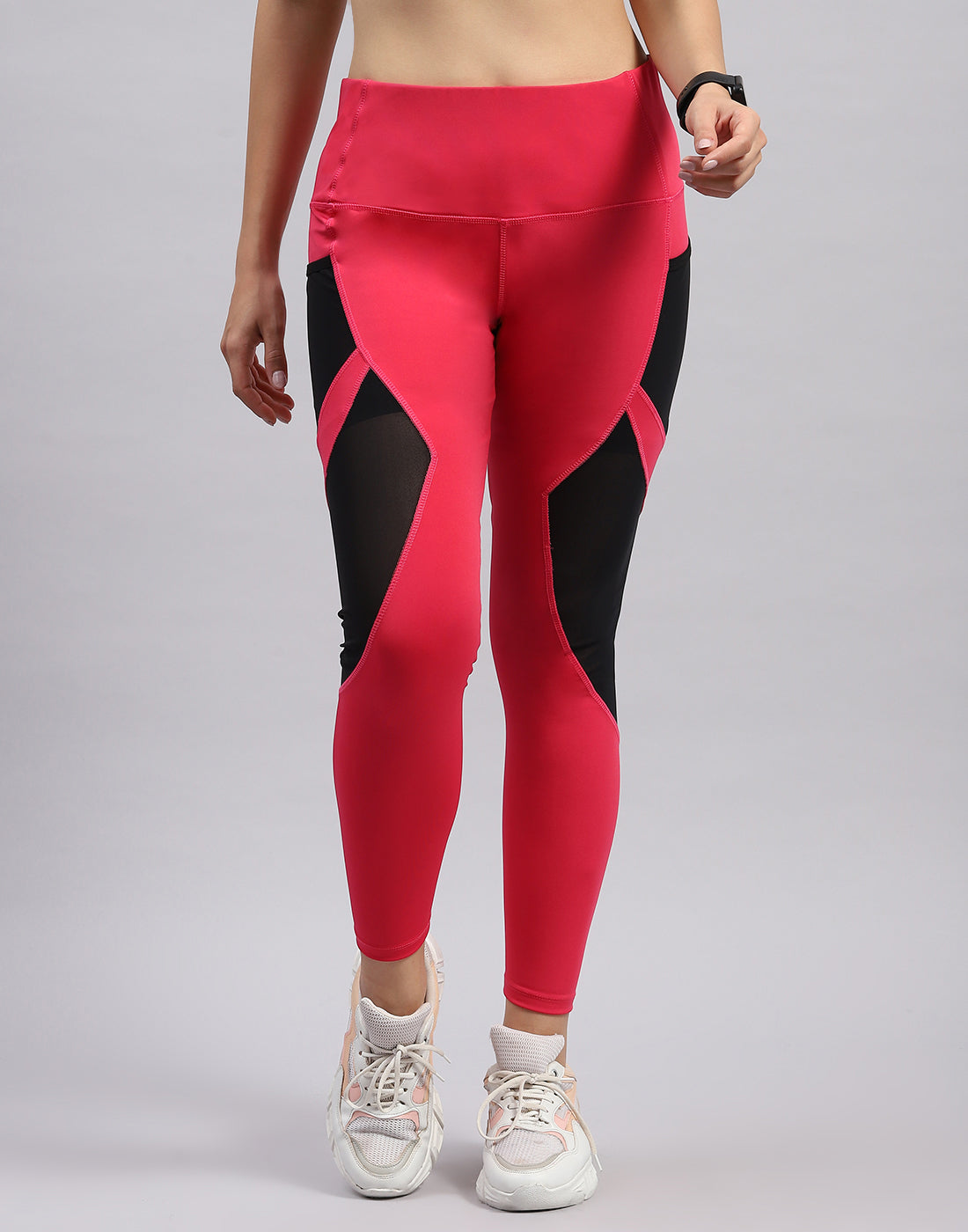 Women Coral Solid Regular Fit Legging