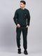 Men Green Solid Round Neck Full Sleeve Winter Tracksuit