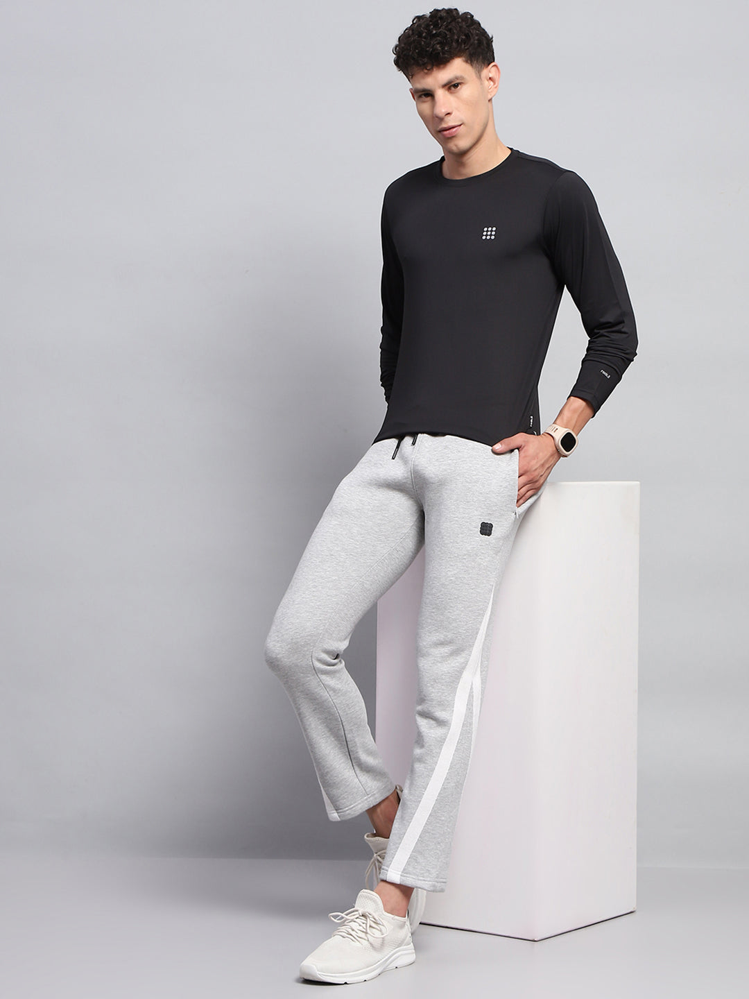 Men Grey Solid Regular Fit Lower