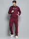 Men Maroon Printed Round Neck Full Sleeve Winter Tracksuit