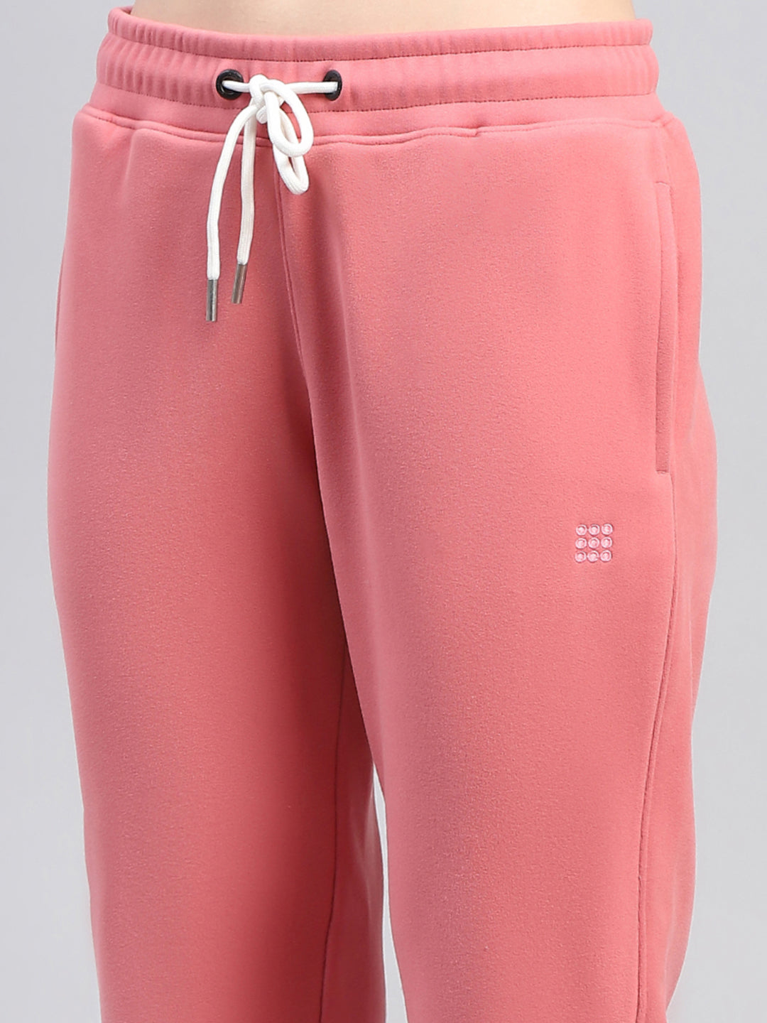 Women Peach Solid Hooded Full Sleeve Tracksuit