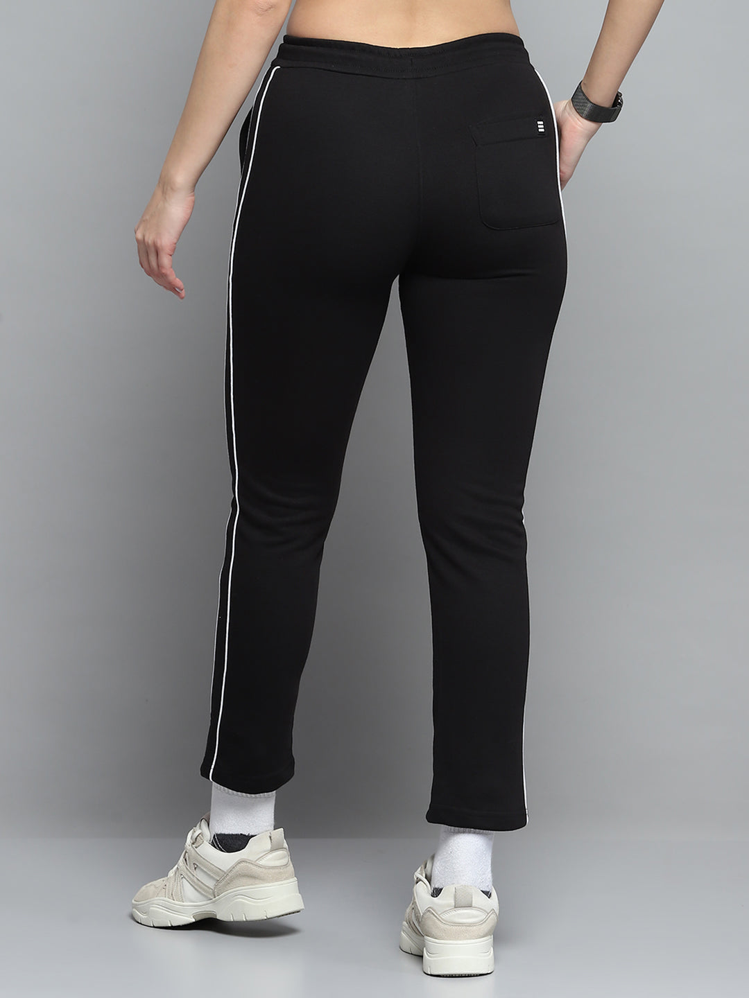 Women Black Solid Regular Fit Lower