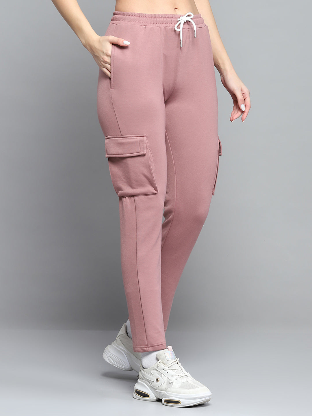 Women Peach Solid Regular Fit Lower