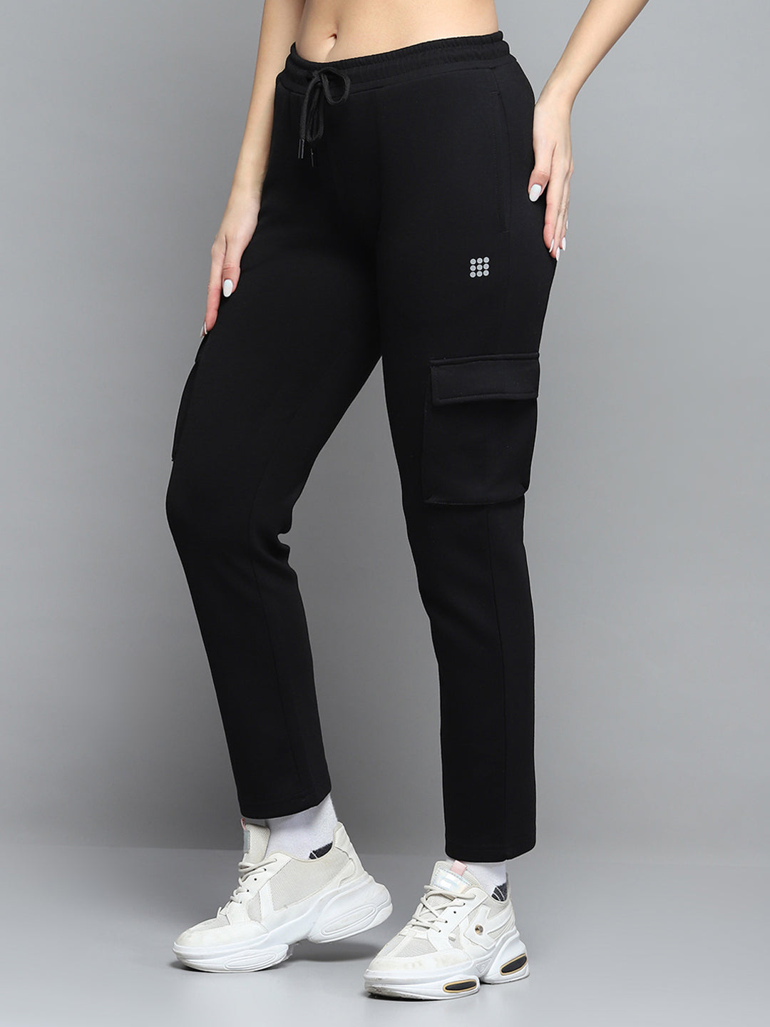 Women Black Solid Regular Fit Lower