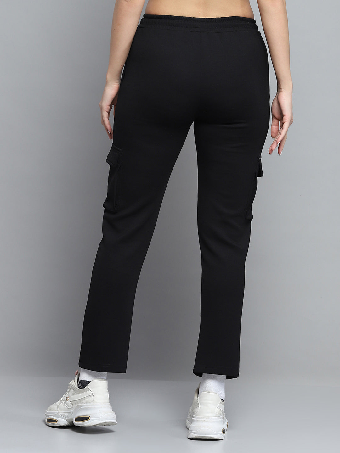 Women Black Solid Regular Fit Lower