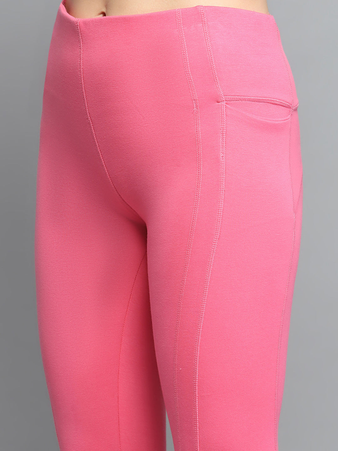 Women Pink Solid Regular Fit legging