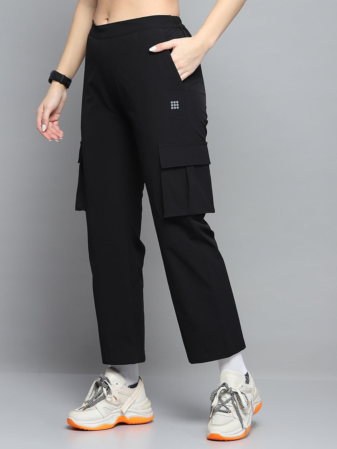 Women Black Solid Regular Fit Lower