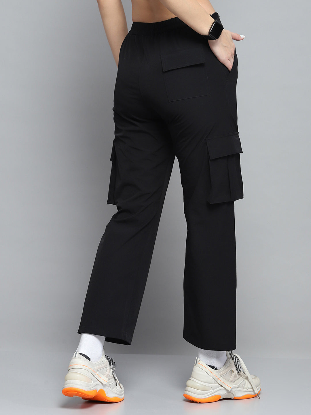 Women Black Solid Regular Fit Lower