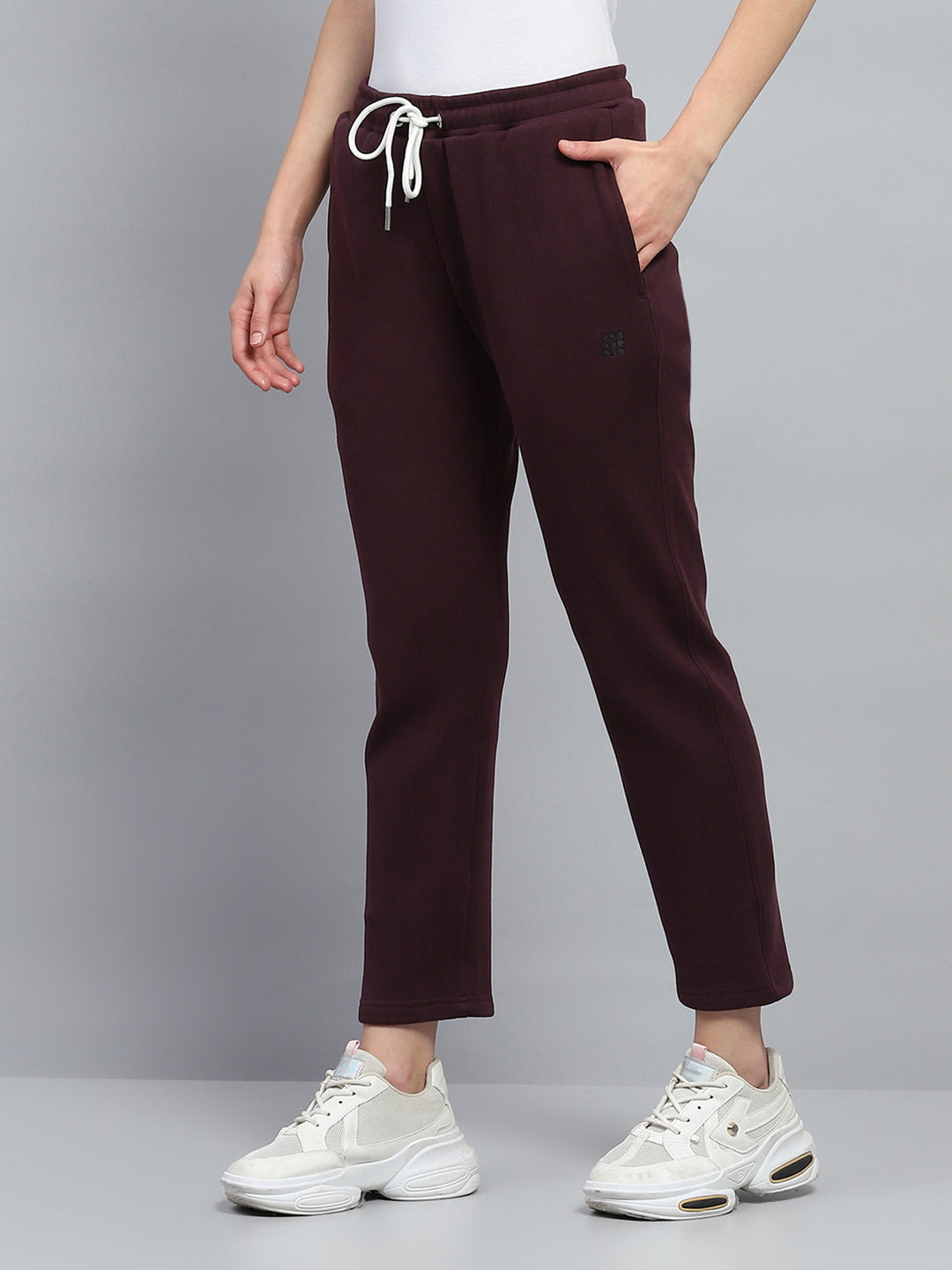 Women Maroon Solid Regular Fit Lower