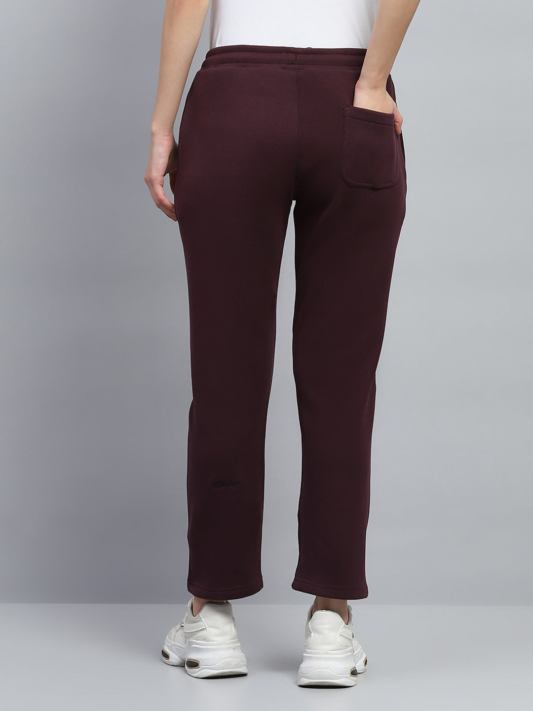 Women Maroon Solid Regular Fit Lower