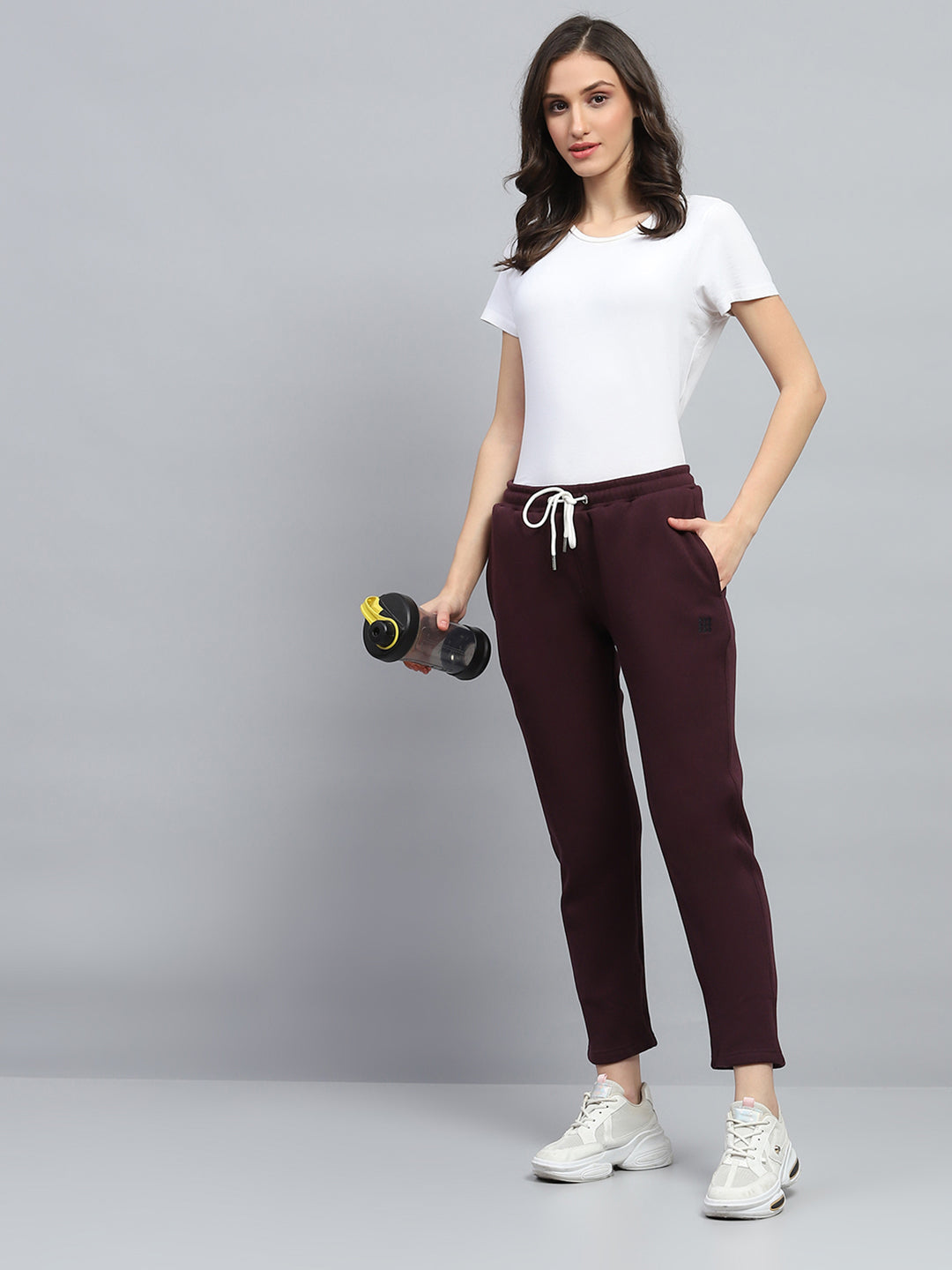 Women Maroon Solid Regular Fit Lower