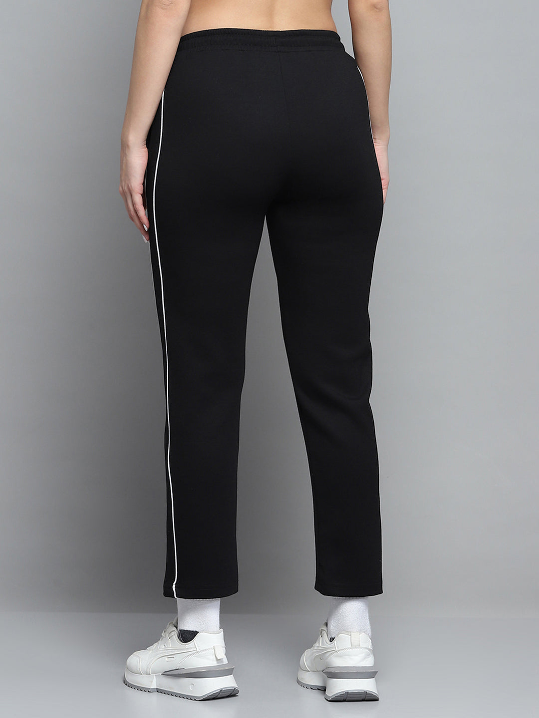 Women Black Solid Regular Fit Lower