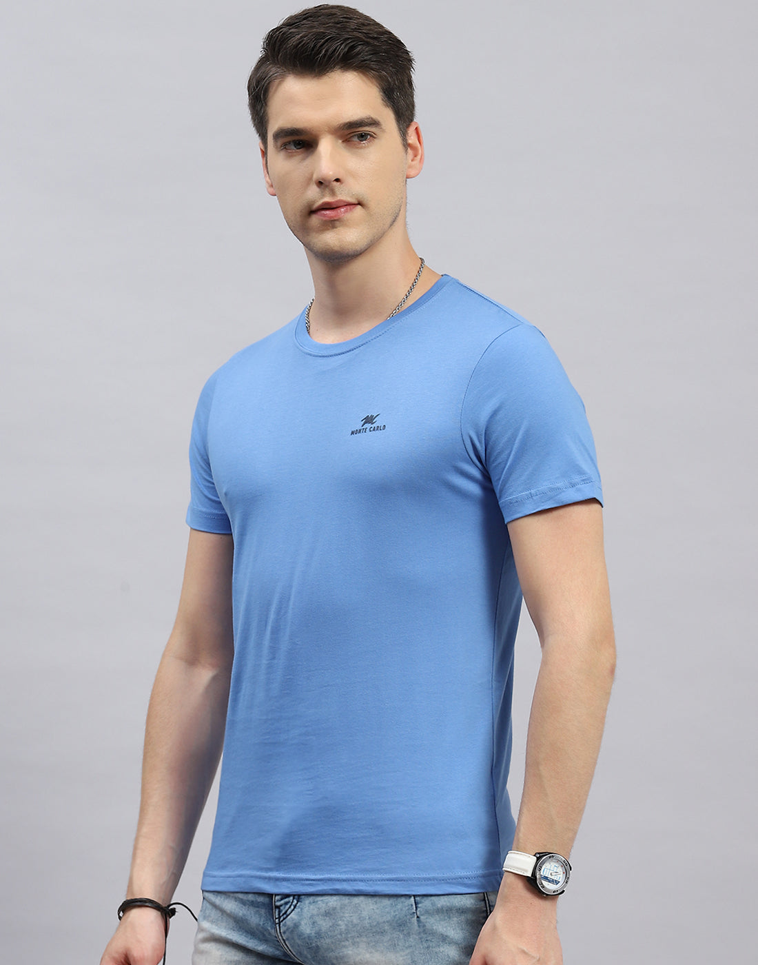 Men Blue, Navy Blue & Teal Blue Solid Round Neck Half Sleeve T-Shirt (Pack of 3)