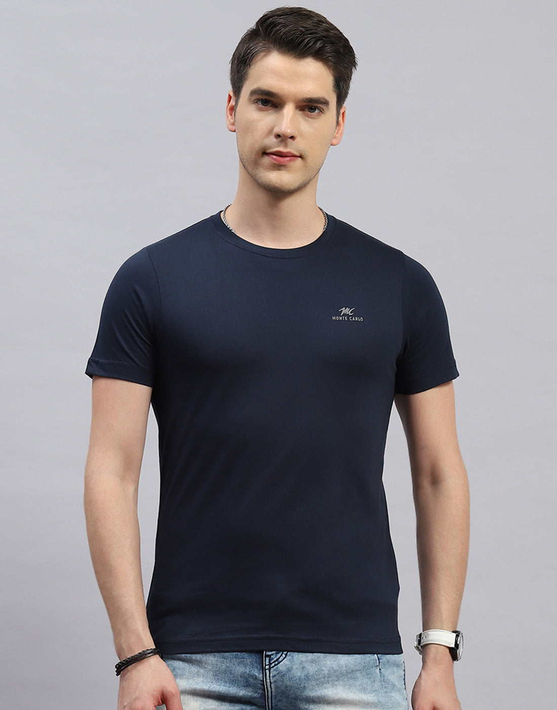 Men Blue, Navy Blue & Teal Blue Solid Round Neck Half Sleeve T-Shirt (Pack of 3)