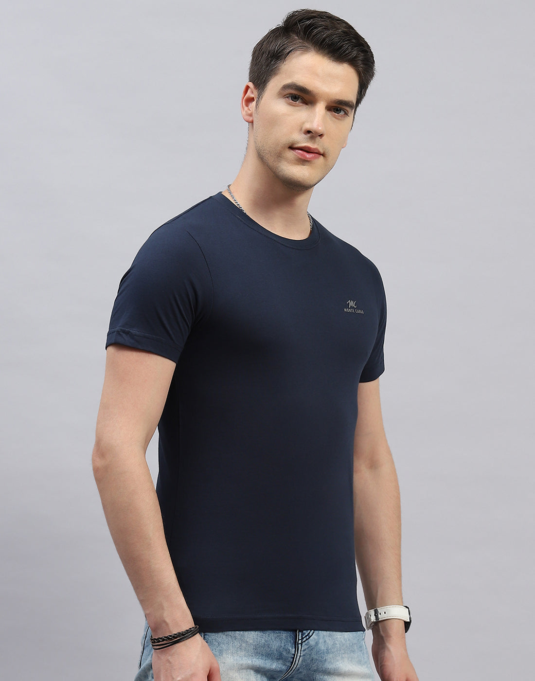 Men Blue, Navy Blue & Teal Blue Solid Round Neck Half Sleeve T-Shirt (Pack of 3)