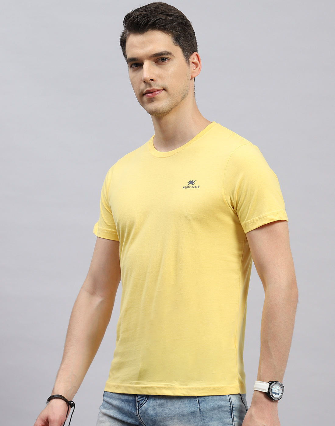 Men Blue, Black & Yellow Solid Round Neck Half Sleeve T-Shirt (Pack of 3)