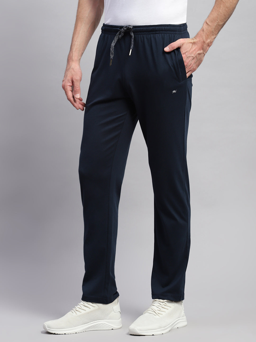 Men Navy Blue Solid Regular Fit Lower