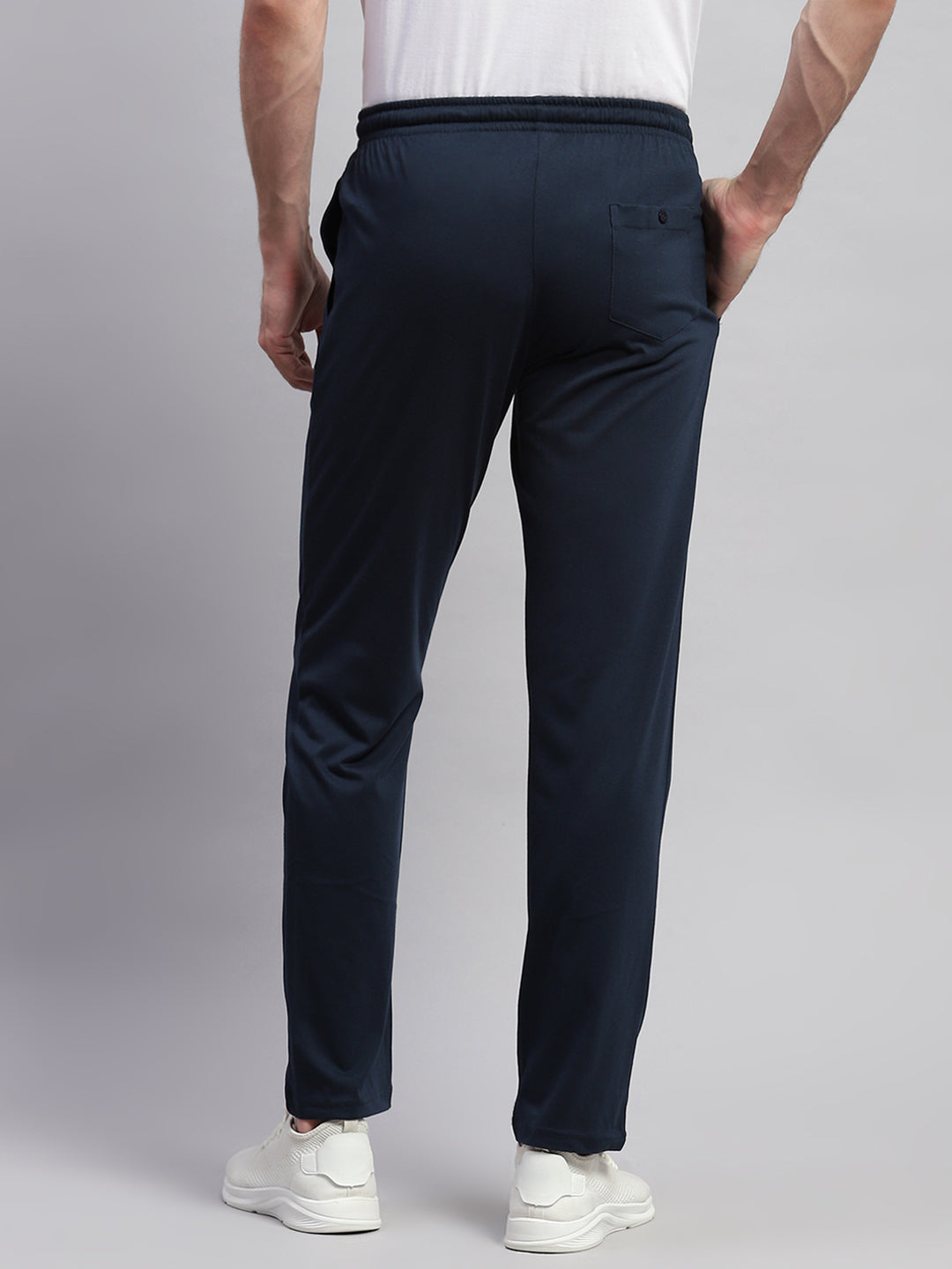 Men Navy Blue Solid Regular Fit Lower