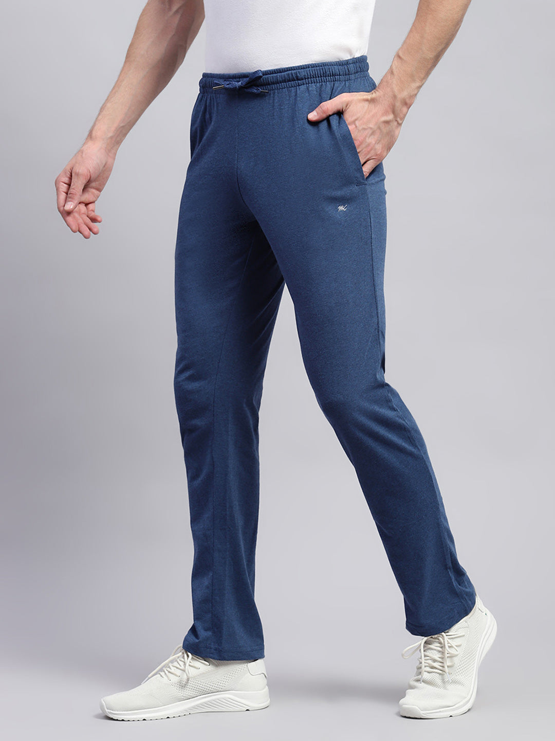 Men Blue Solid Regular Fit Lower