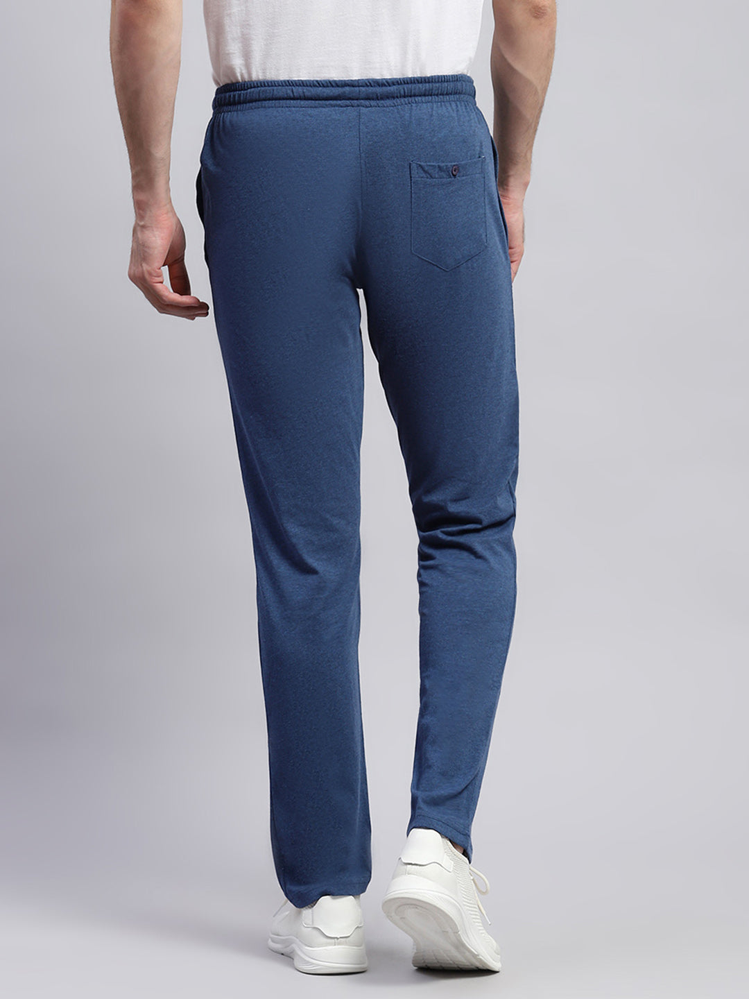 Men Blue Solid Regular Fit Lower