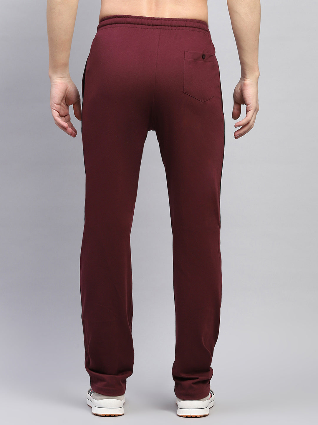 Men Maroon Solid Regular Fit Lower