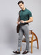 Men Green Solid Collar Half Sleeve T-Shirt