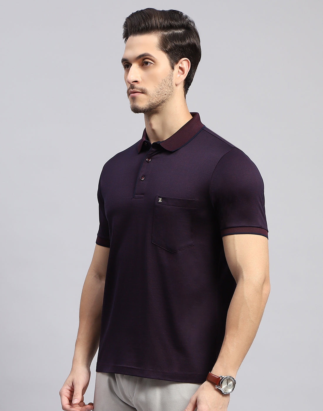 Men Maroon Solid Polo Collar Half Sleeve T-Shirt