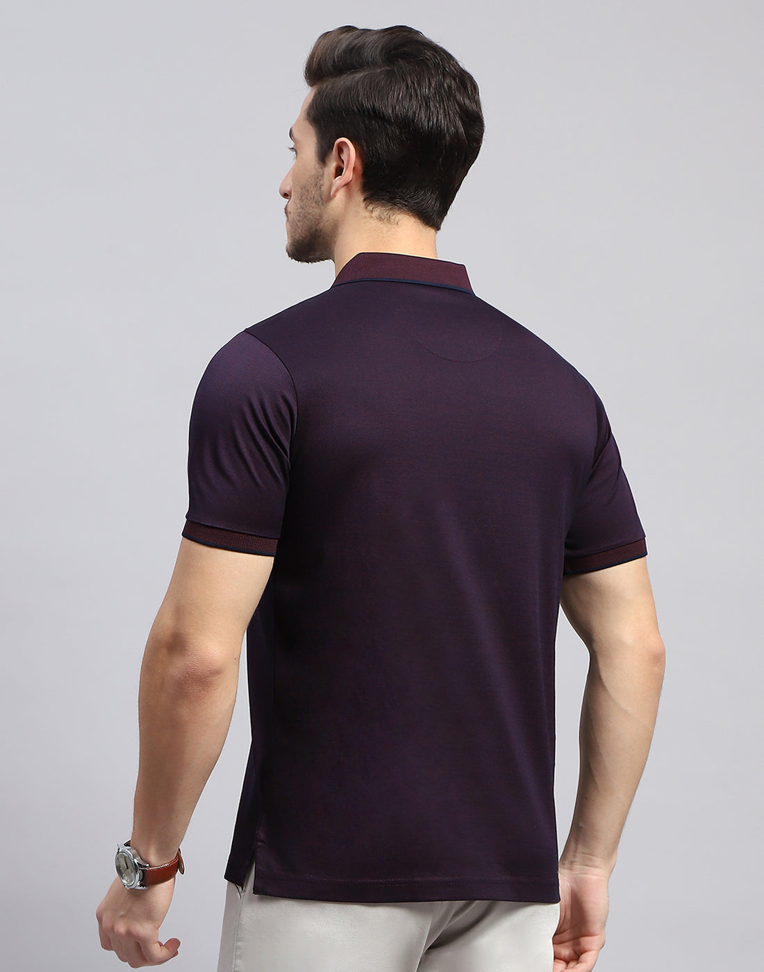 Men Maroon Solid Polo Collar Half Sleeve T-Shirt