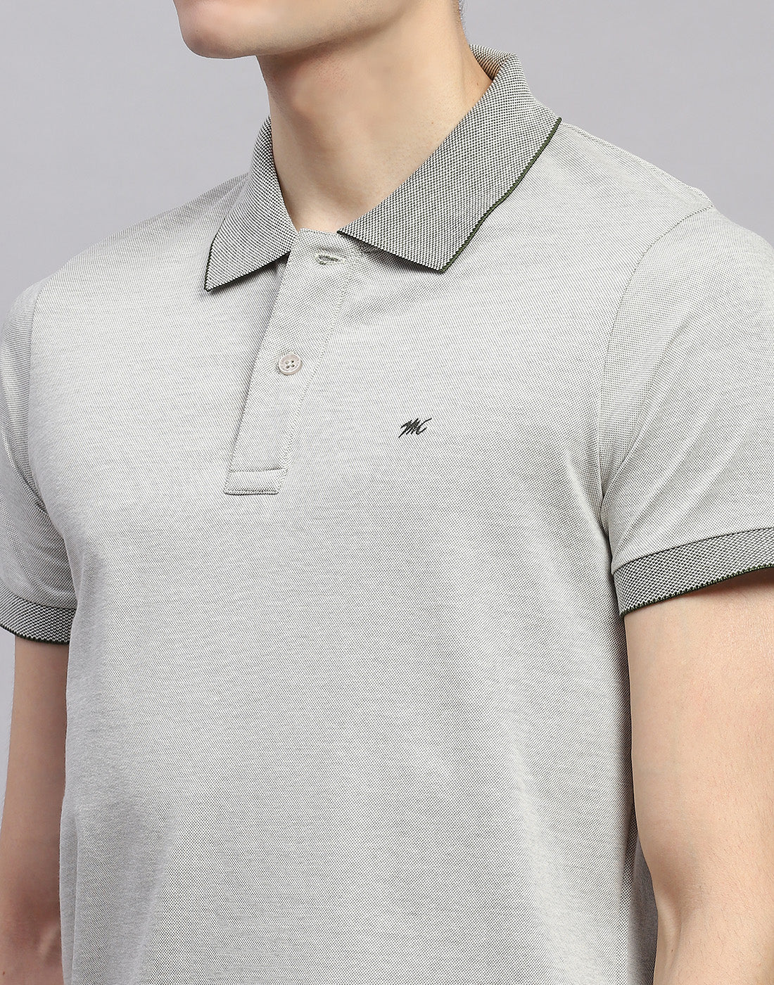 Men Grey Solid Polo Collar Half Sleeve T-Shirt