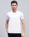 Men White Solid Polo Collar Half Sleeve T-Shirt