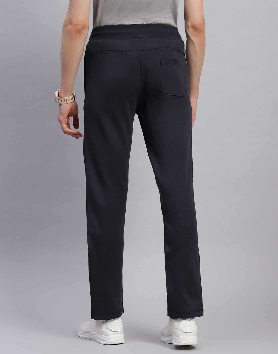 Men Navy Blue Solid Regular Fit Lower