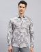 Men Brown Printed Collar Full Sleeve Shirt