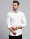 Men White Printed Collar Neck Full Sleeve Shirt