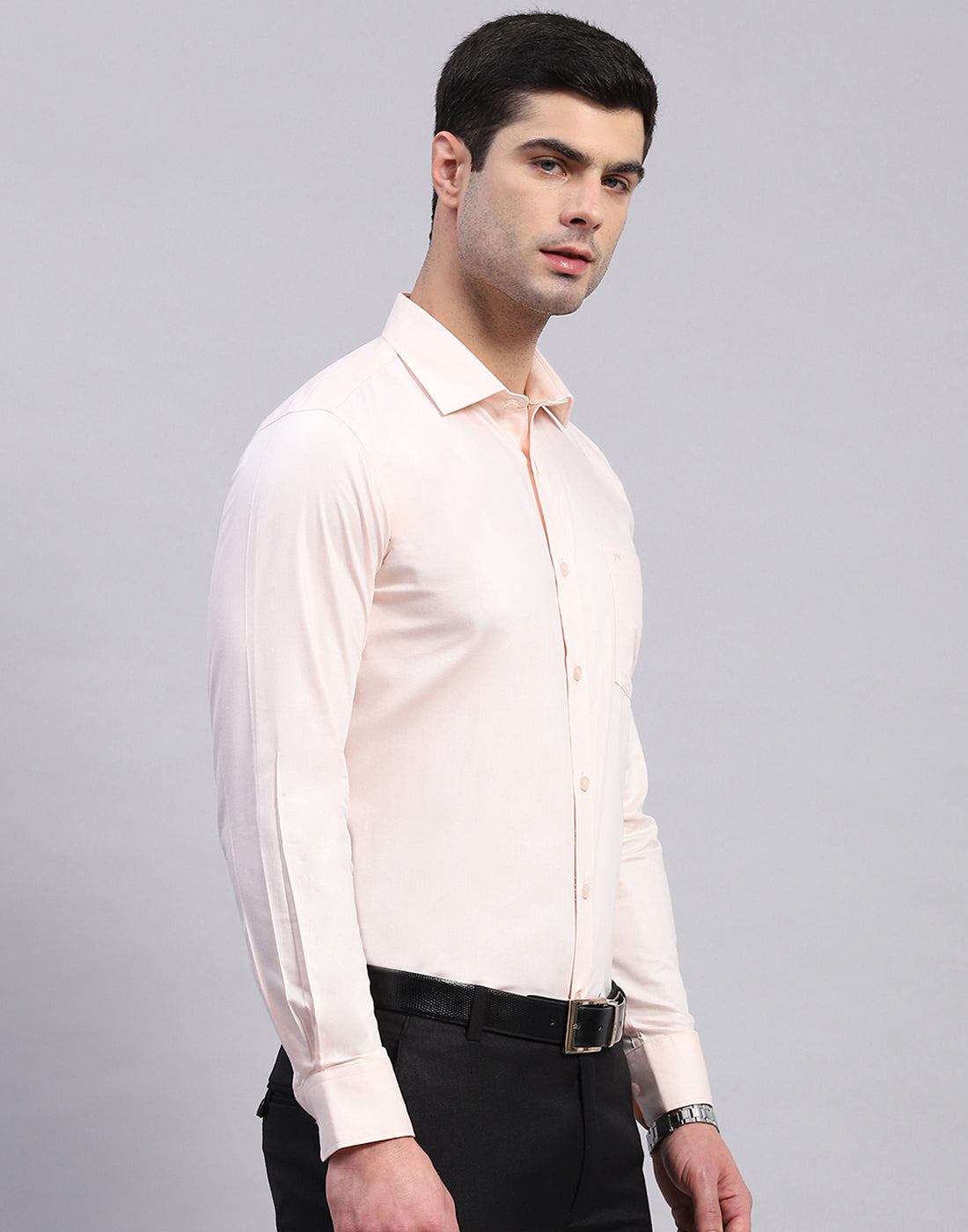 Men Pink Solid Collar Full Sleeve Shirt