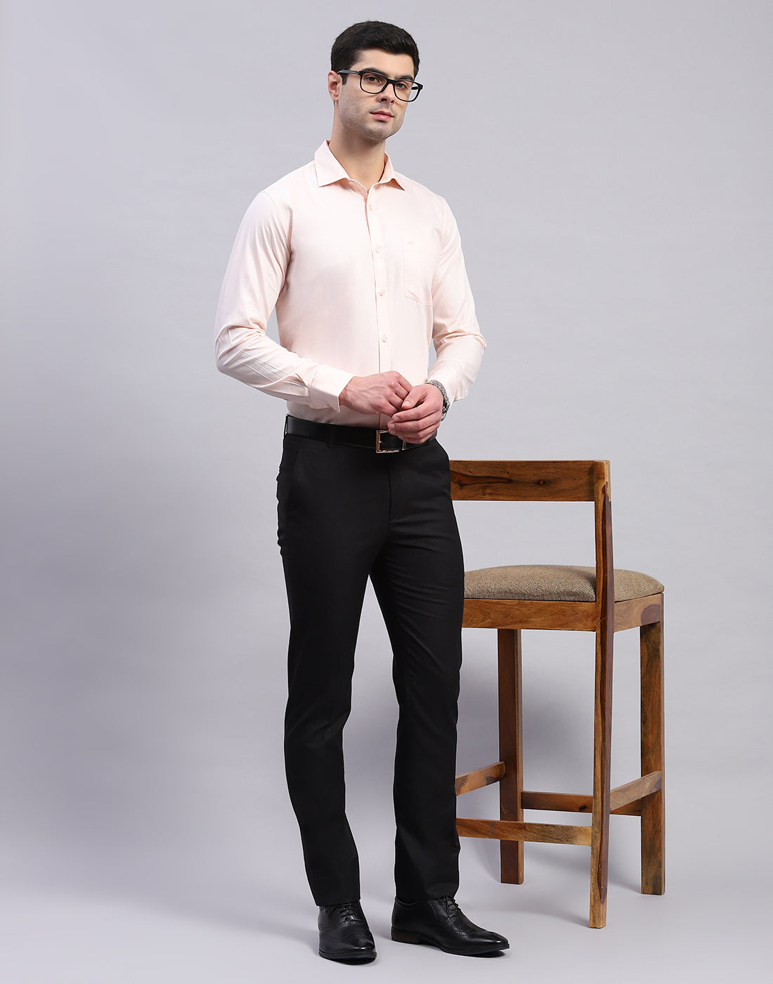 Men Pink Solid Collar Full Sleeve Shirt