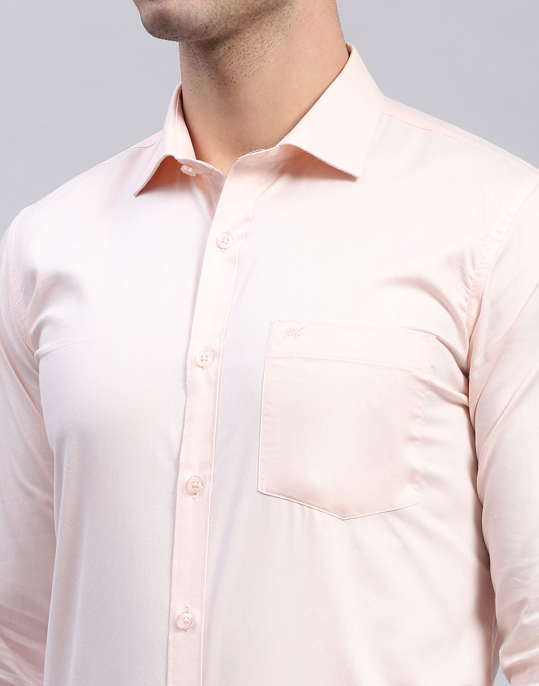 Men Pink Solid Collar Full Sleeve Shirt