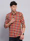 Men Red Check Collar Full Sleeve Shirt