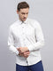 Men White Printed Collar Full Sleeve Shirt