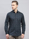 Men Green Printed Collar Full Sleeve Shirt