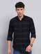 Men Blue & Black Check Collar Full Sleeve Shirt