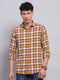 Men Yellow Check Collar Full Sleeve Shirt