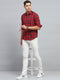 Men Red Check Collar Full Sleeve Shirt