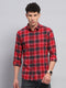 Men Red Check Collar Full Sleeve Shirt