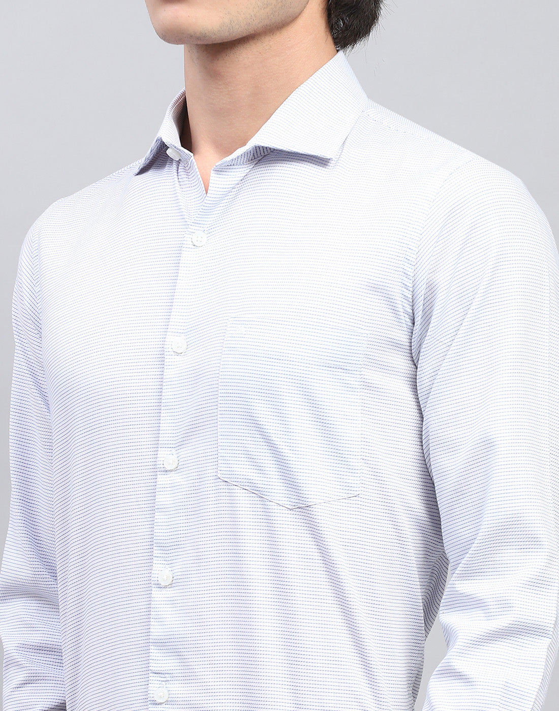 Men Blue Self Design Collar Full Sleeve Shirt