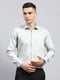 Men Green Self Design Collar Full Sleeve Shirt