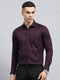 Men Maroon Printed Collar Full Sleeve Shirt