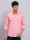 Men Pink Solid Collar Full Sleeve Shirt