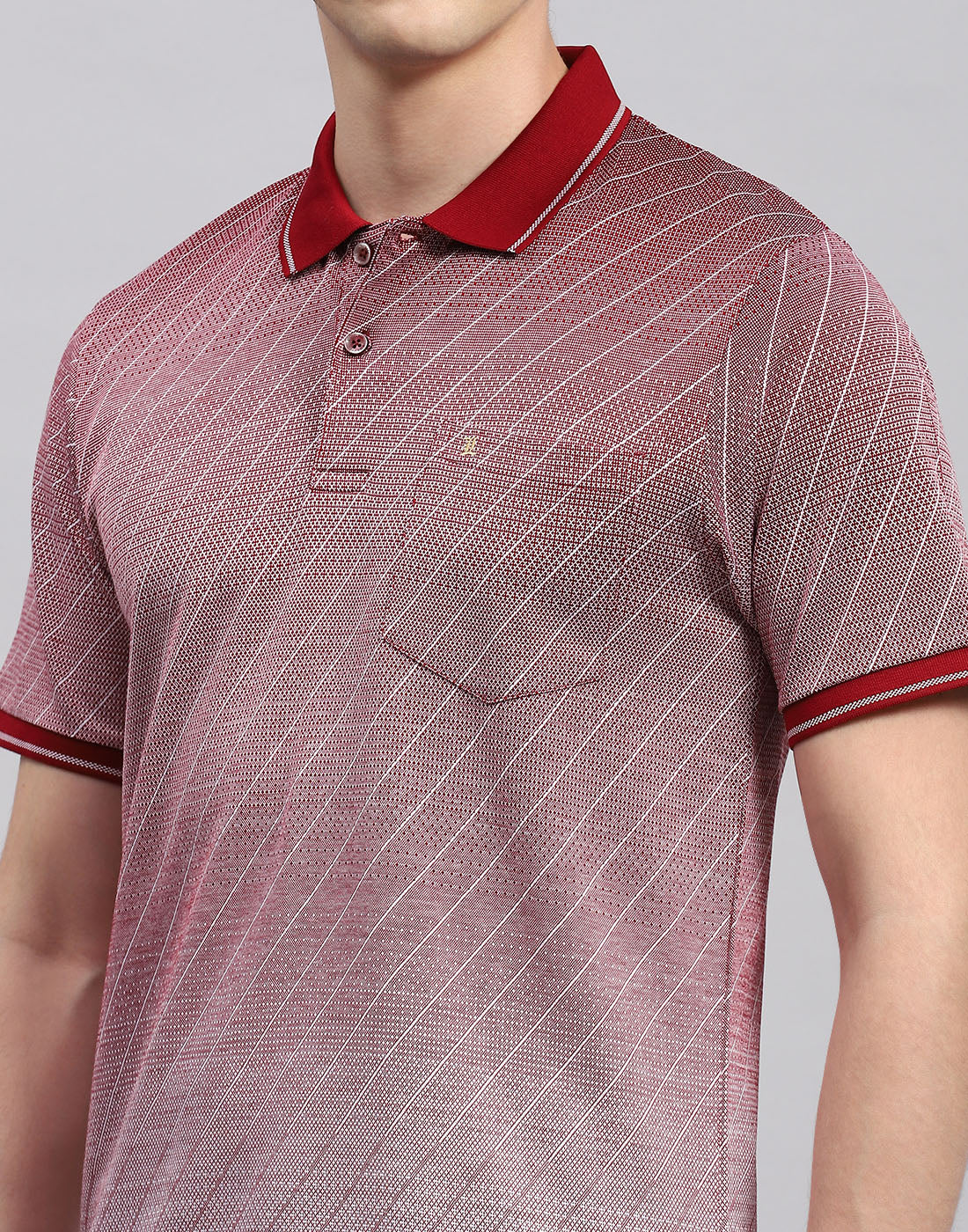 Men Maroon Printed Polo Collar Half Sleeve T-Shirt